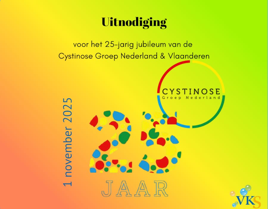 Uitnodiging voor 25-jarig jubileum Cystinosegroep Nederland & Vlaanderen